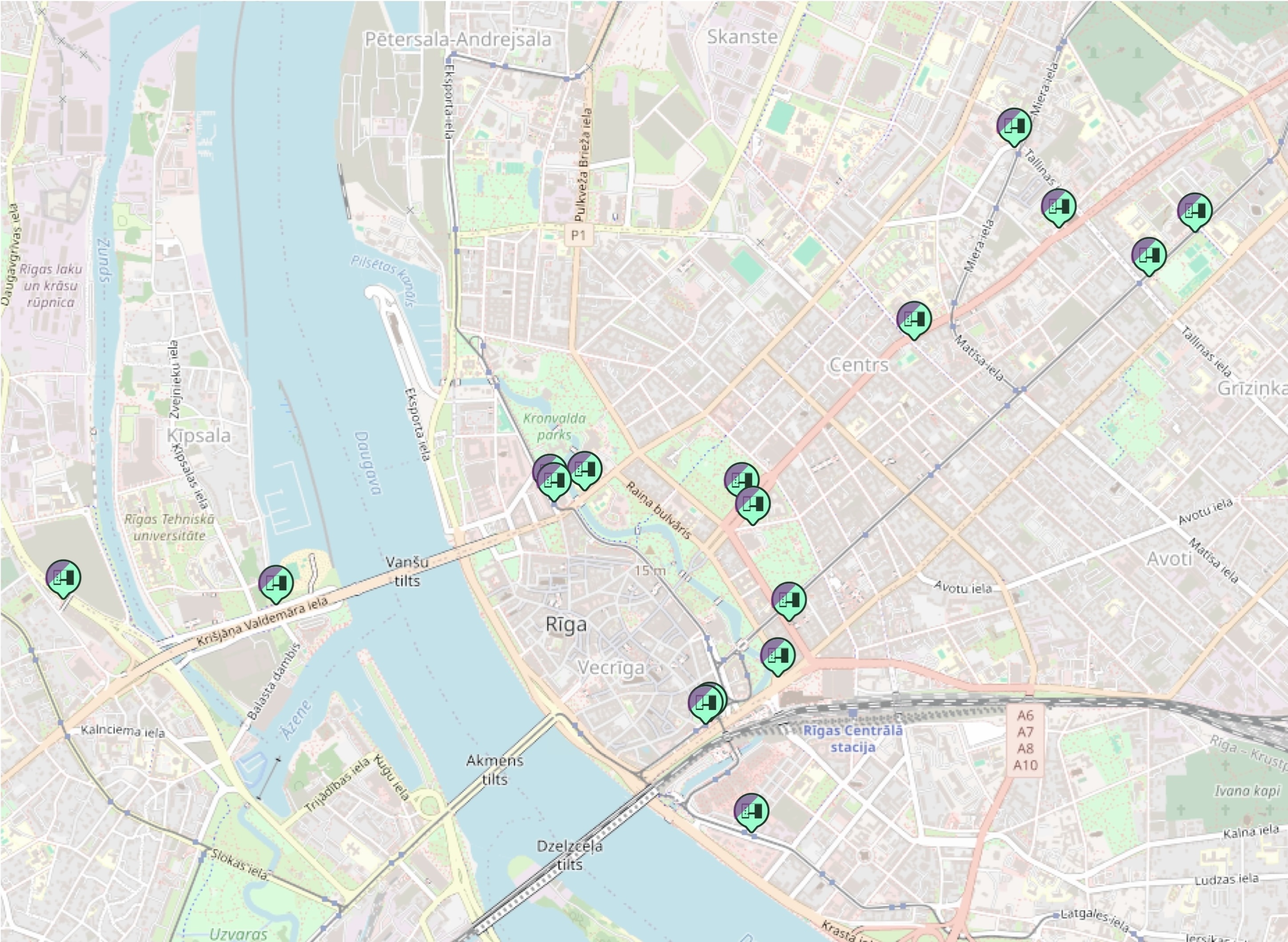 Karte ar pieturām